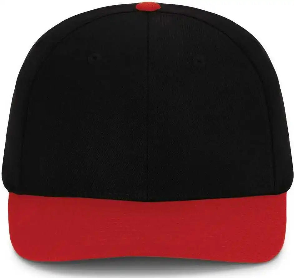 Pacific Headwear P821 Pro Wool Pacflex Cap - Black Red - 6 1/2’’ 7’’