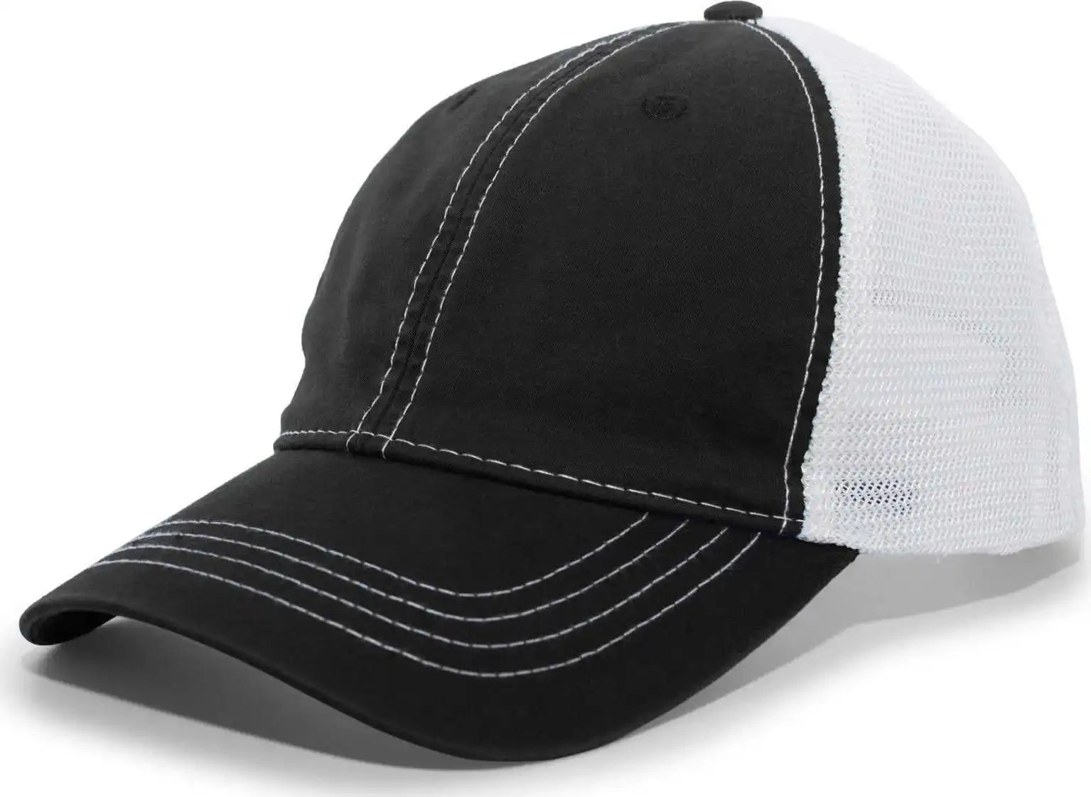 Pacific Headwear V67 Vintage Trucker Mesh Snapback Cap - Black White - 7’’ - 7 7/8’’
