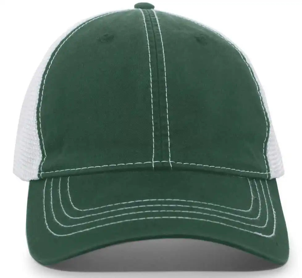 Pacific Headwear V67 Vintage Trucker Mesh Snapback Cap - Dark Green White - Forest / 7’’ - 7 7/8’’