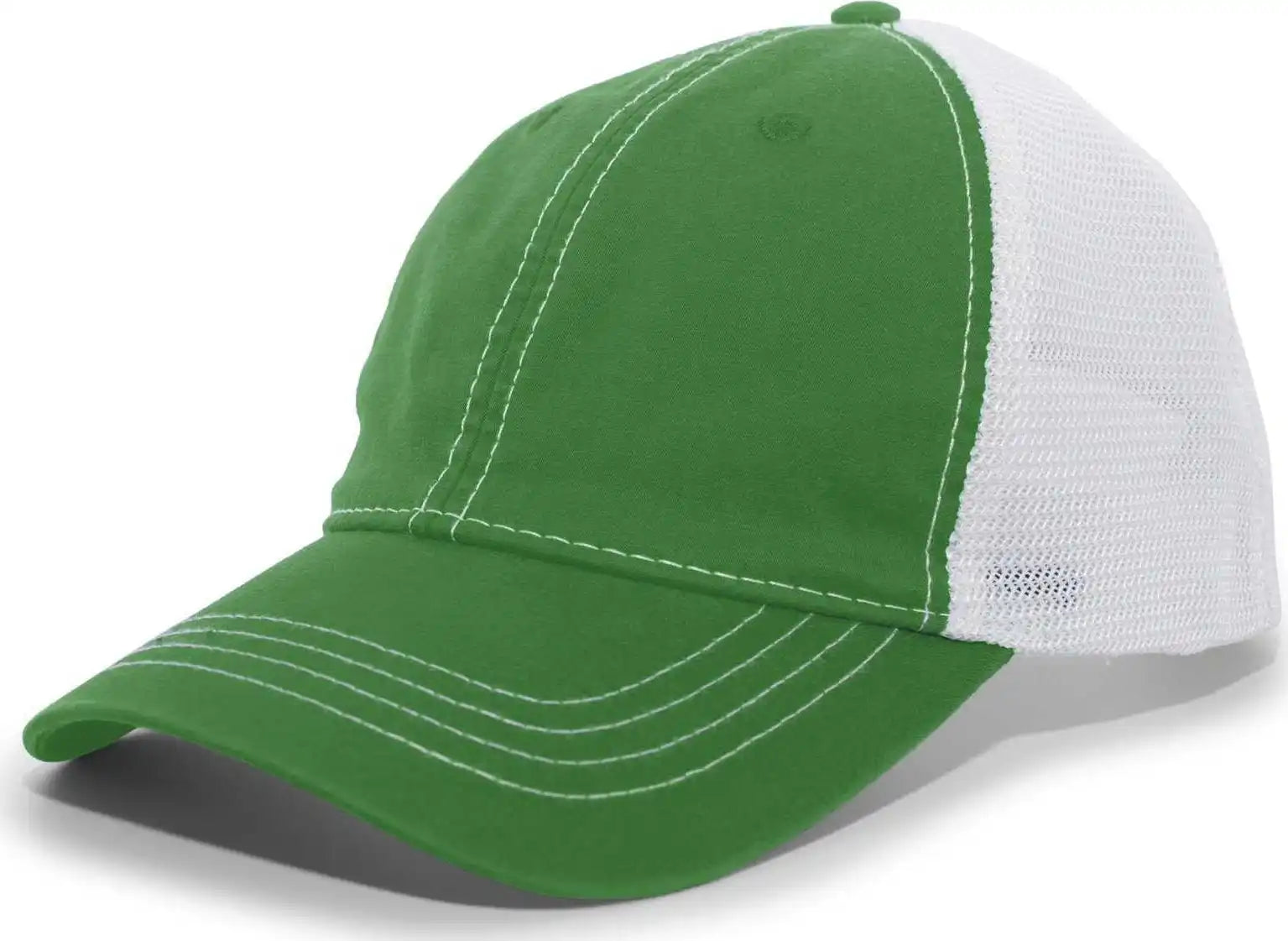 Pacific Headwear V67 Vintage Trucker Mesh Snapback Cap - Kelly White - 7’’ - 7 7/8’’