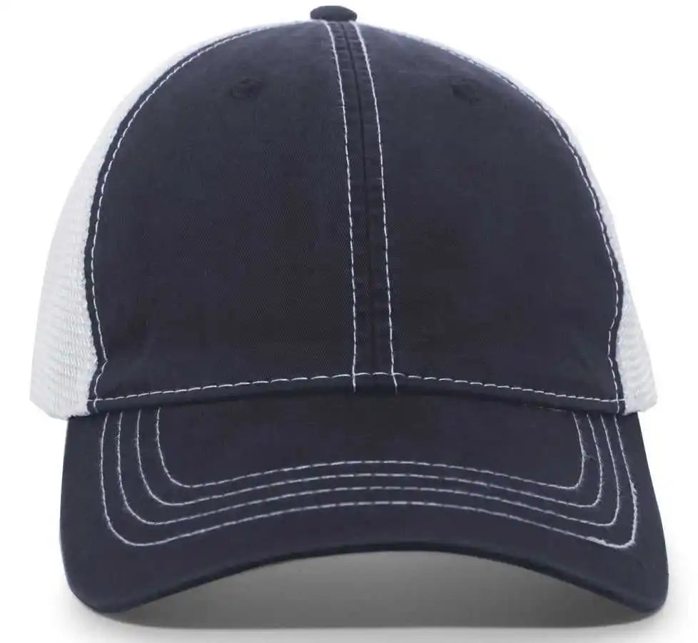 Pacific Headwear V67 Vintage Trucker Mesh Snapback Cap - Navy White - 7’’ - 7 7/8’’