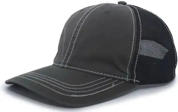 Pacific Headwear V67 Vintage Trucker Snapback Cap - Charcoal Black - 7’’ - 7 7/8’’