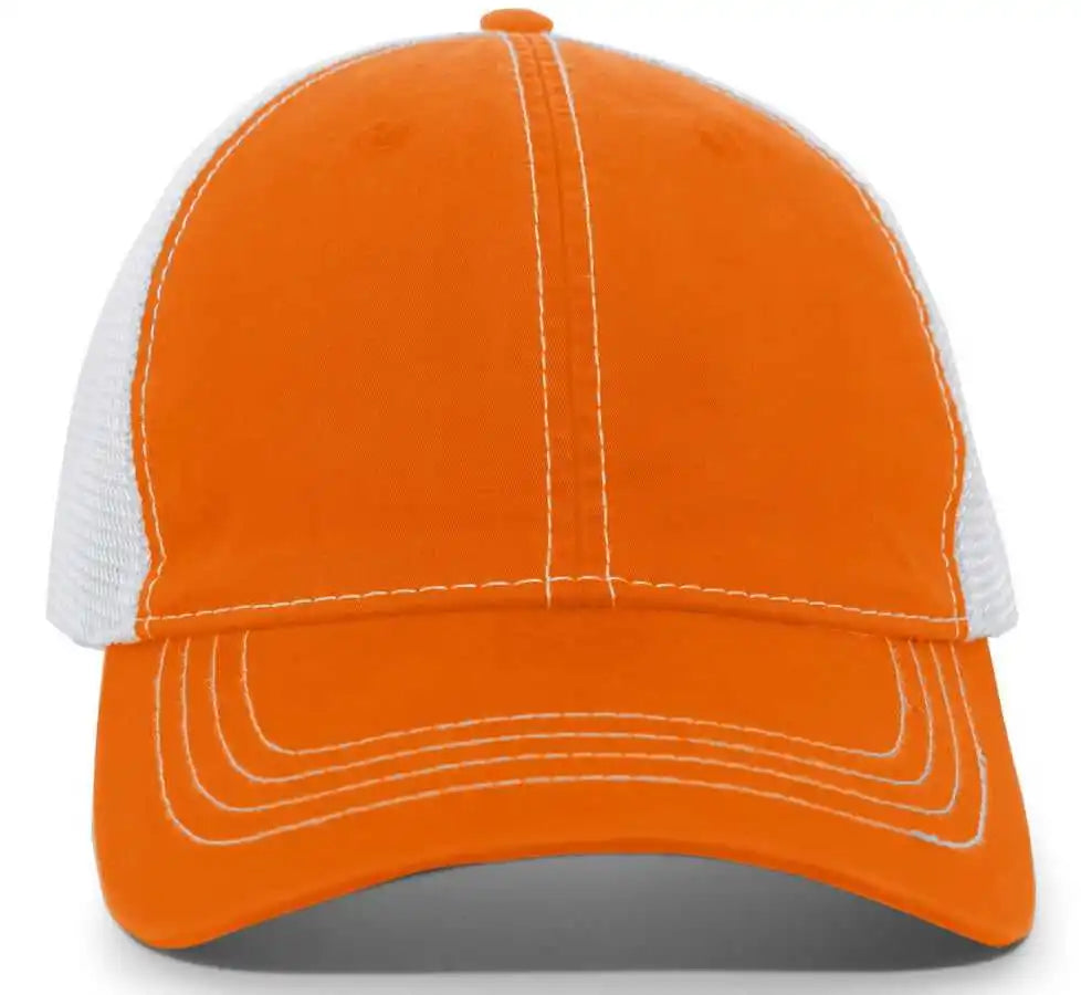 Pacific Headwear V67 Vintage Trucker Snapback Cap - Orange White - 7’’ - 7 7/8’’