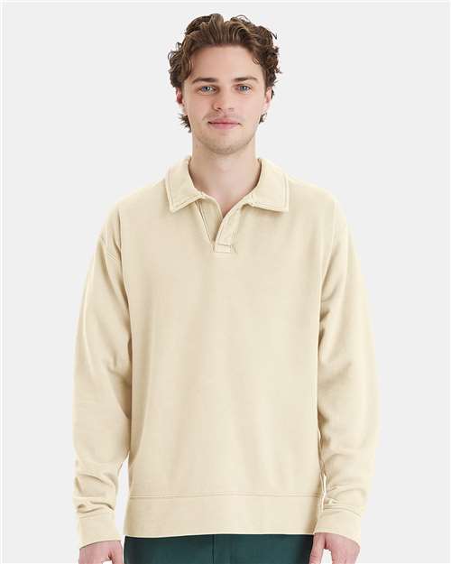 Parchment Garment-Dyed Polo Collar Sweatshirt - GDH490
