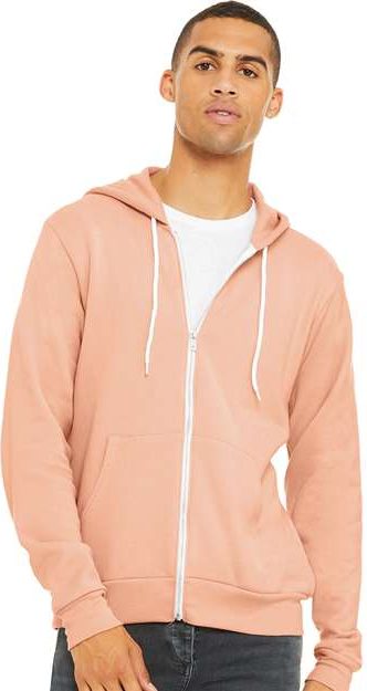 Peach Sponge Fleece Full-Zip Hoodie - 3739