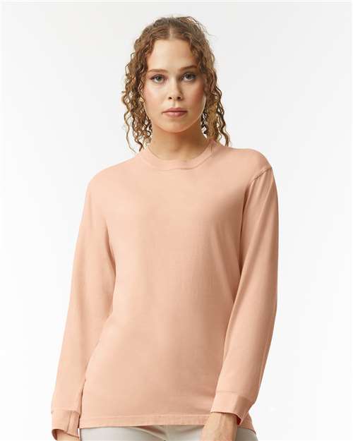 Peachy Garment-Dyed Heavyweight Long Sleeve T-Shirt - 6014