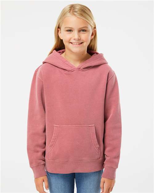Pigment Maroon Youth Midweight Pigment-Dyed Hooded Sweatshirt - PRM1500Y