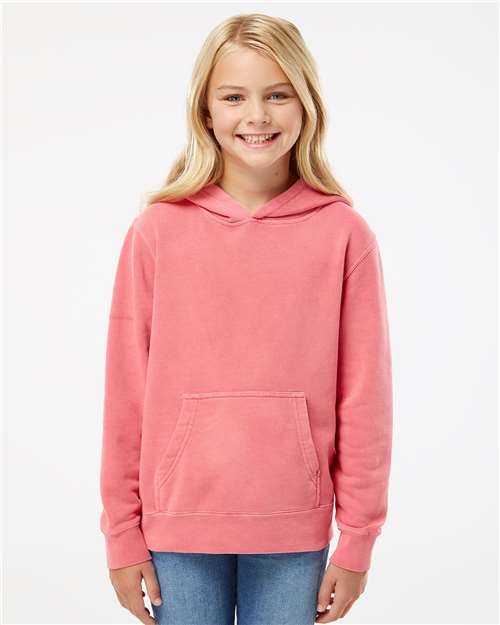 Pigment Pink Youth Midweight Pigment-Dyed Hooded Sweatshirt - PRM1500Y