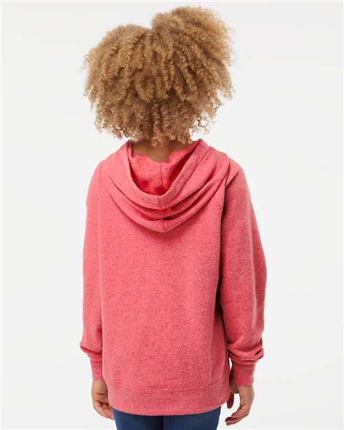Pomegranate Youth Lightweight Special Blend Raglan Hooded Sweatshirt - PRM15YSB