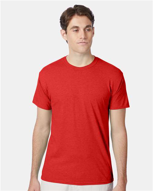 Front View of Poppy Red Heather Perfect-T Triblend T-Shirt - 42TB