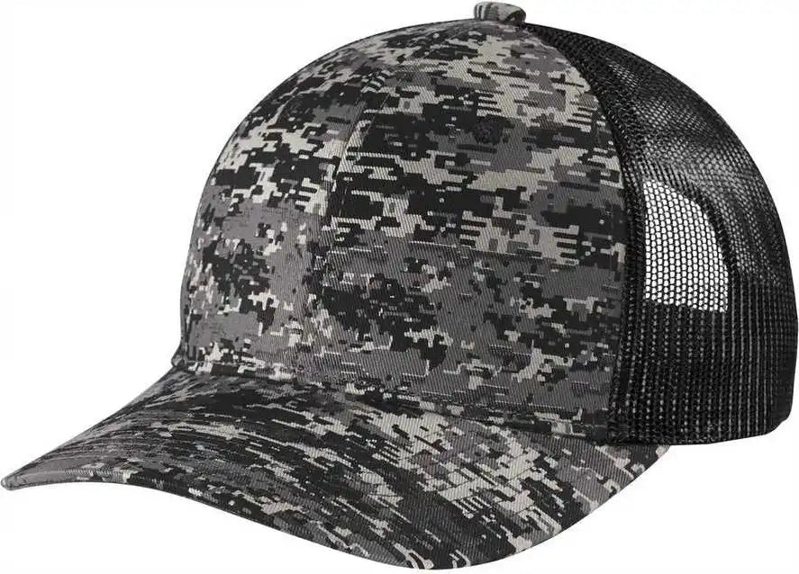 Port Authority C114 Digi Camo Snapback Trucker Cap - Black - one Size Fits Most