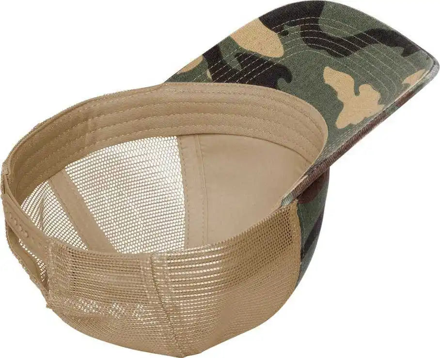 Port Authority C600 Distressed Mesh Back Cap - Military Camo Khaki - Green / one Size Fits Most