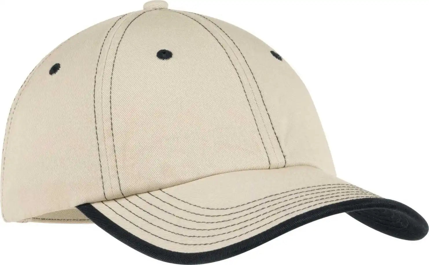 Port Authority C835 Vintage Washed Contrast Stitch Cap - Stone Black - one Size Fits Most