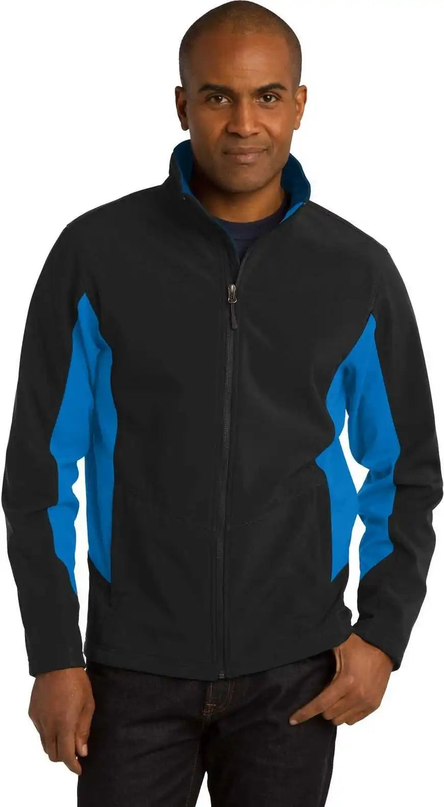 Port Authority J318 Core Colorblock Soft Shell Jacket - Black Imperial Blue