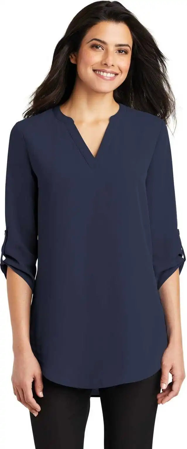 Port Authority Lw701 Ladies 3/4-sleeve Tunic Blouse - True Navy