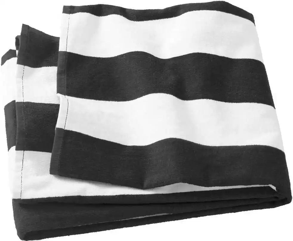Port Authority Pt43 Cabana Stripe Beach Towel Black / one Size Fits Most