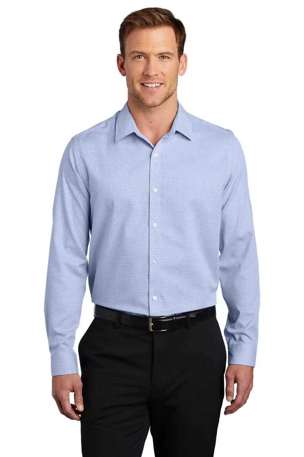 Port Authority W645 Pincheck Easy Care Shirt - Blue Horizon White