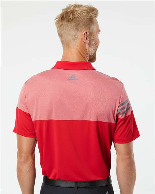 Power Red Heathered 3-Stripes Colorblocked Polo - A213