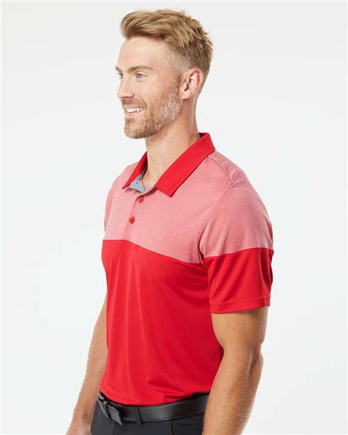 Power Red Heathered 3-Stripes Colorblocked Polo - A213