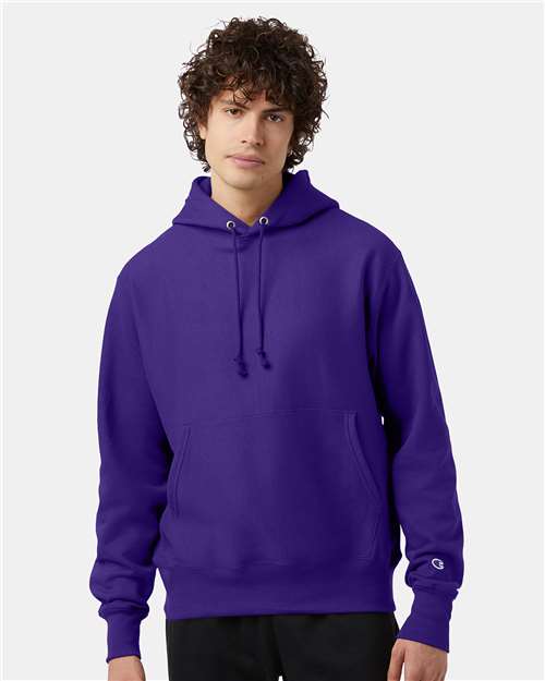 Purple Reverse Weave® Hooded Sweatshirt - S101