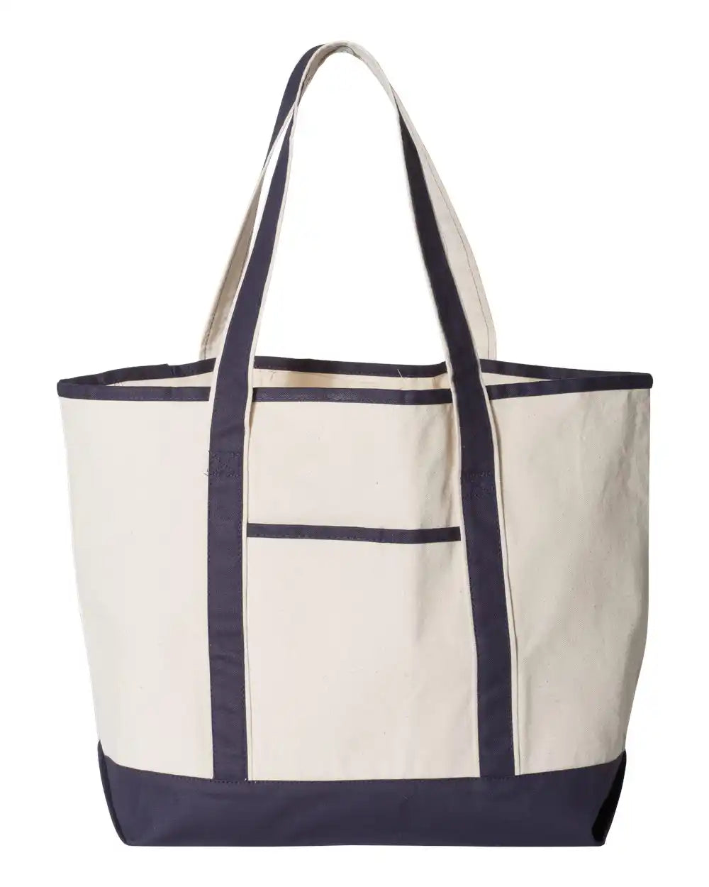 Q-tees Q1500 34.6l Large Canvas Deluxe Tote - Natural Navy - Natural/ / Osfa
