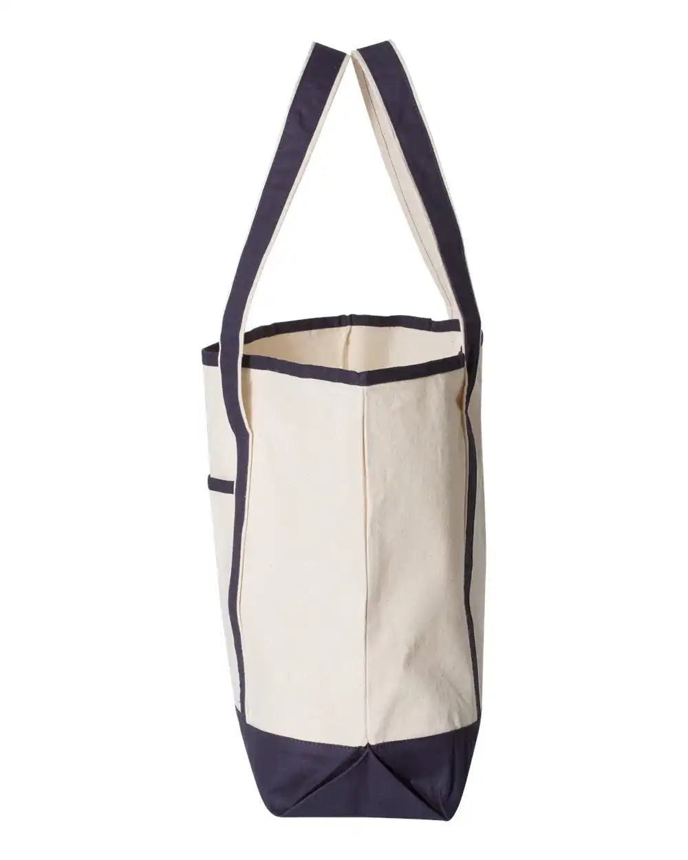 Q-tees Q1500 34.6l Large Canvas Deluxe Tote - Natural Navy - Natural/ / Osfa