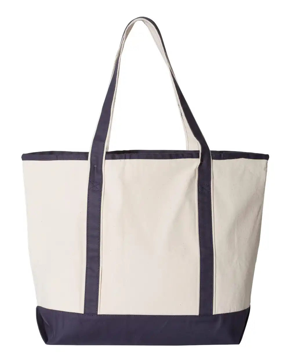 Q-tees Q1500 34.6l Large Canvas Deluxe Tote - Natural Navy - Natural/ / Osfa
