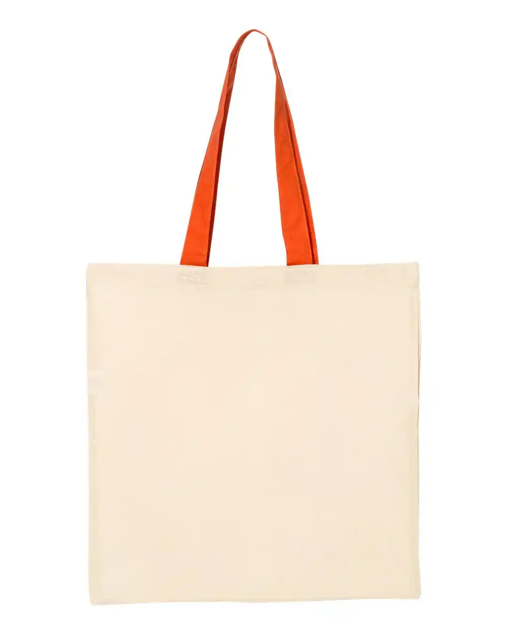 Q-tees Qtb6000 Economical Tote with Contrast-color Handles - Natural Orange - Natural/ / Osfa