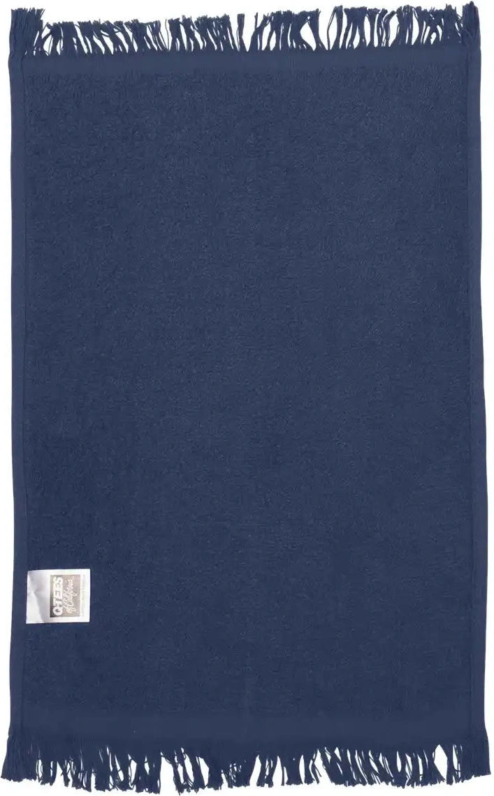 Q-tees T100 Fringed Fingertip Towel - Navy - Osfa