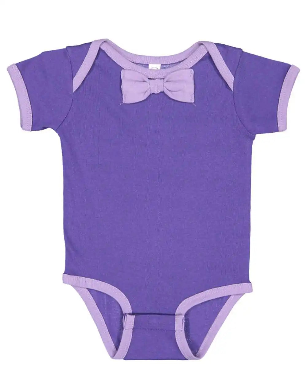 Rabbit Skins 4407 Baby Rib Infant Bow Tie Bodysuit - Purple Lavender - Purple/ / Nb
