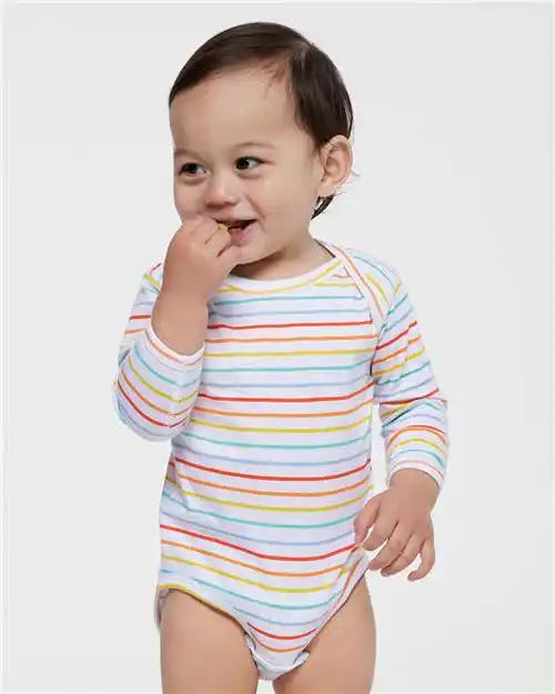 Rabbit Skins 4421l Infant Fine Jersey Long Sleeve Bodysuit - 4421 - Rainbow Stripe