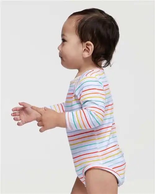 Rabbit Skins 4421l Infant Fine Jersey Long Sleeve Bodysuit - 4421 - Rainbow Stripe