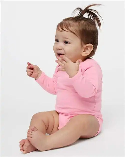 Rabbit Skins 4421l Infant Fine Jersey Long Sleeve Bodysuit - 4421 - Pink