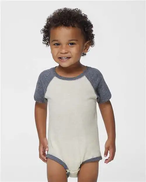 Rabbit Skins 4430 Infant Baseball Fine Jersey Bodysuit - Natural Heather Granite
