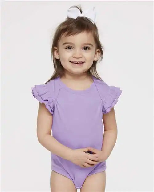 Rabbit Skins 4439 Infant Flutter Sleeve Baby Rib Bodysuit - Lavender