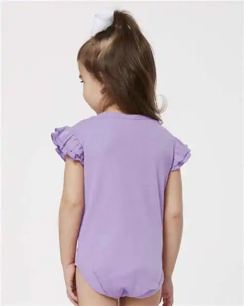 Rabbit Skins 4439 Infant Flutter Sleeve Baby Rib Bodysuit - Lavender