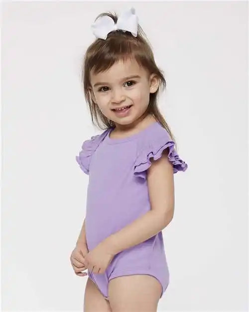 Rabbit Skins 4439 Infant Flutter Sleeve Baby Rib Bodysuit - Lavender