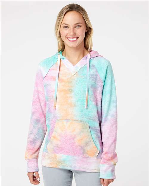 Rainbow Sorbet Women’s Courtney Burnout V-Notch Hooded Sweatshirt - W1162