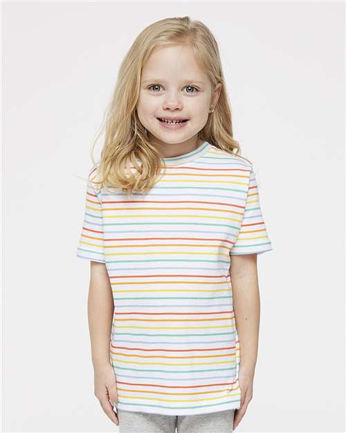 Rainbow Stripe Toddler Fine Jersey Tee - 3321