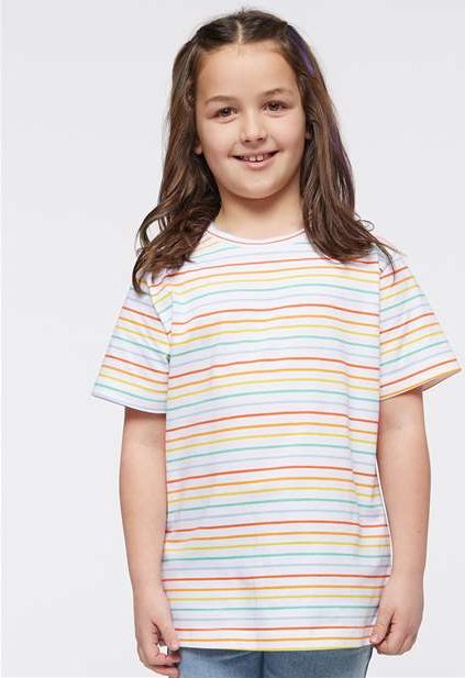 Rainbow Stripe Youth Fine Jersey Tee - 6101