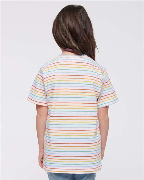 Rainbow Stripe Youth Fine Jersey Tee - 6101