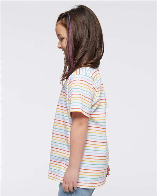 Rainbow Stripe Youth Fine Jersey Tee - 6101
