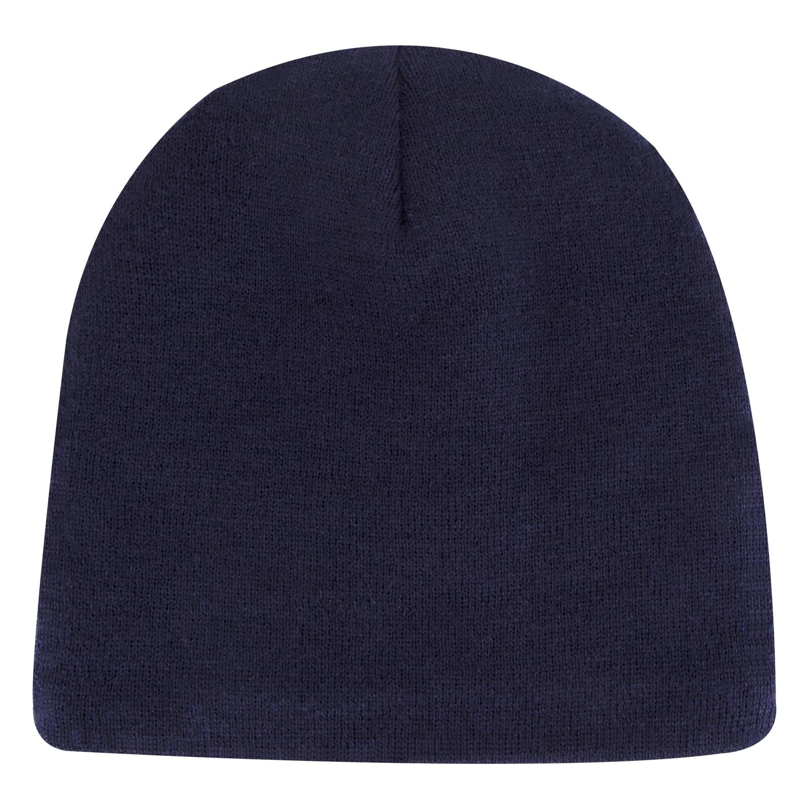 Front View of 004 - Navy OTTO CAP 9" Classic Knit Beanie w/ Inside Fleece Lining