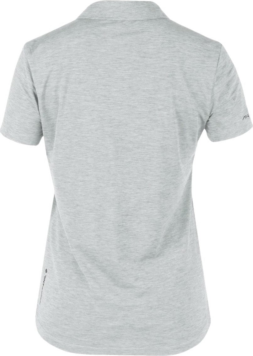 Rear View of Alloy Heathered Women's Breeze Tech Polo - WPBRZS1