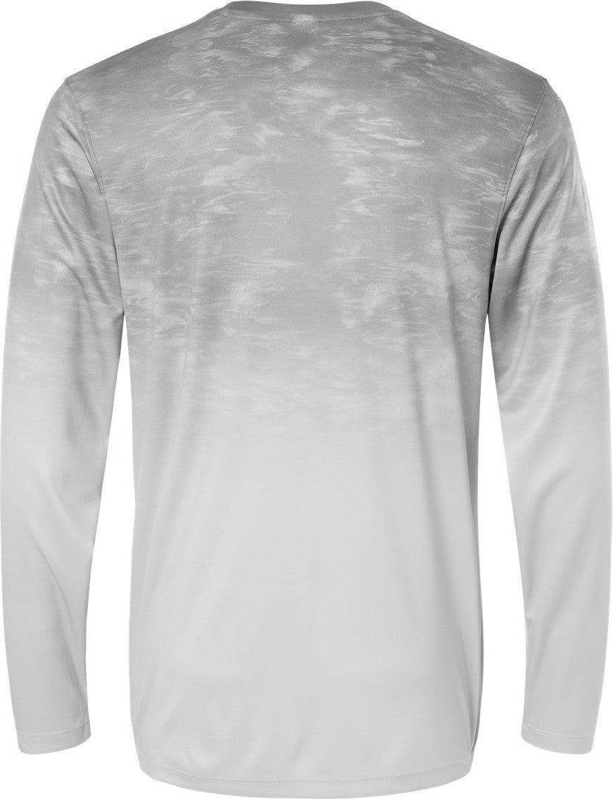 Rear View of Aluminum Fade Montauk Oceanic Fade Performance Long Sleeve T-Shirt - 229