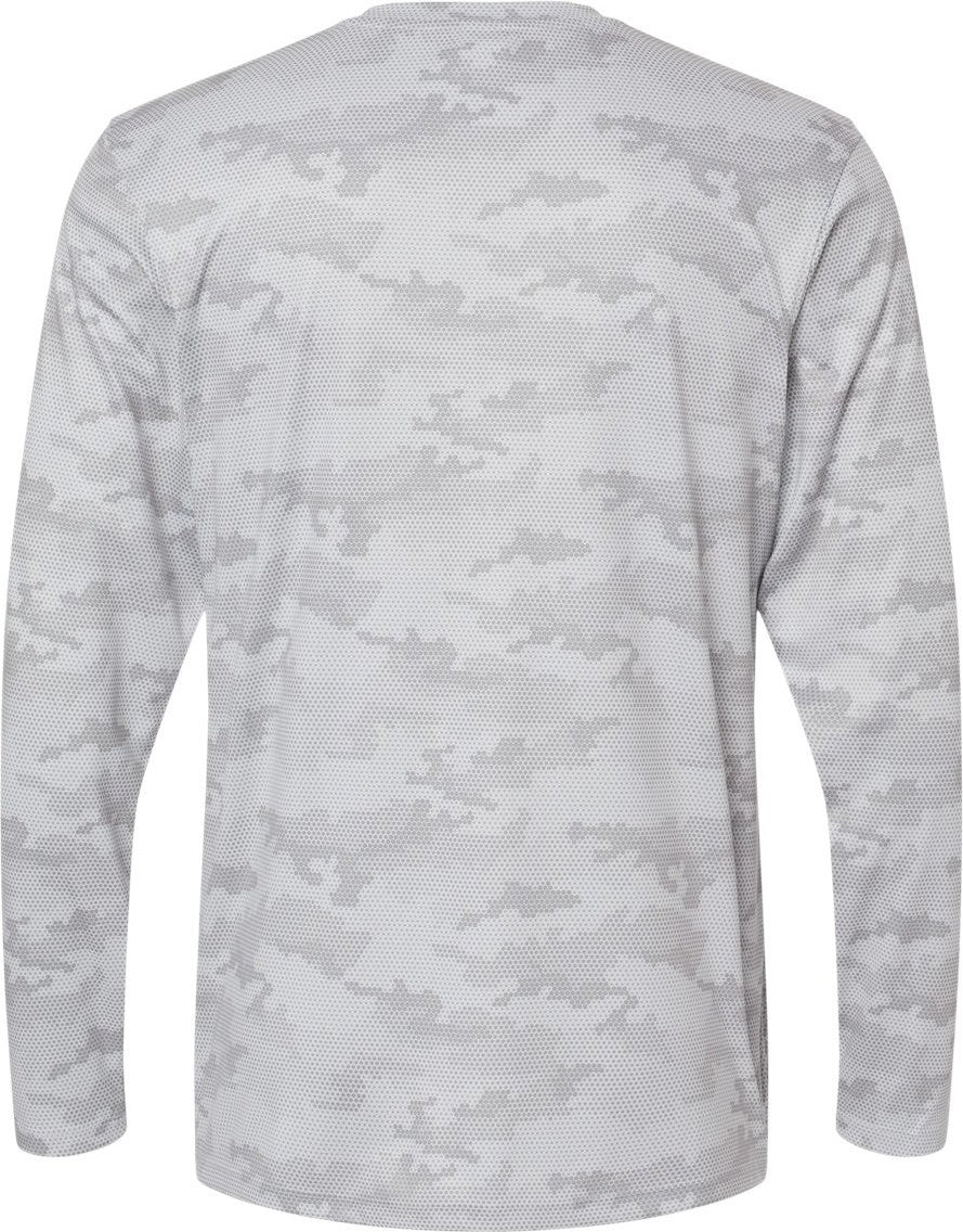 Rear View of Aluminum Pompano Performance Camo Long Sleeve T-Shirt - 217