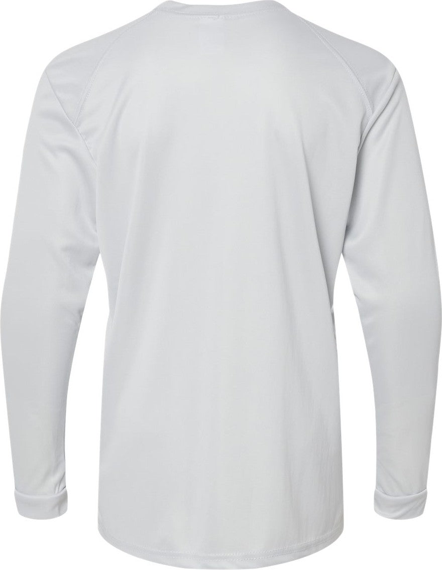 Front View of Aluminum Youth Long Islander Performance Long Sleeve T-Shirt - 218Y