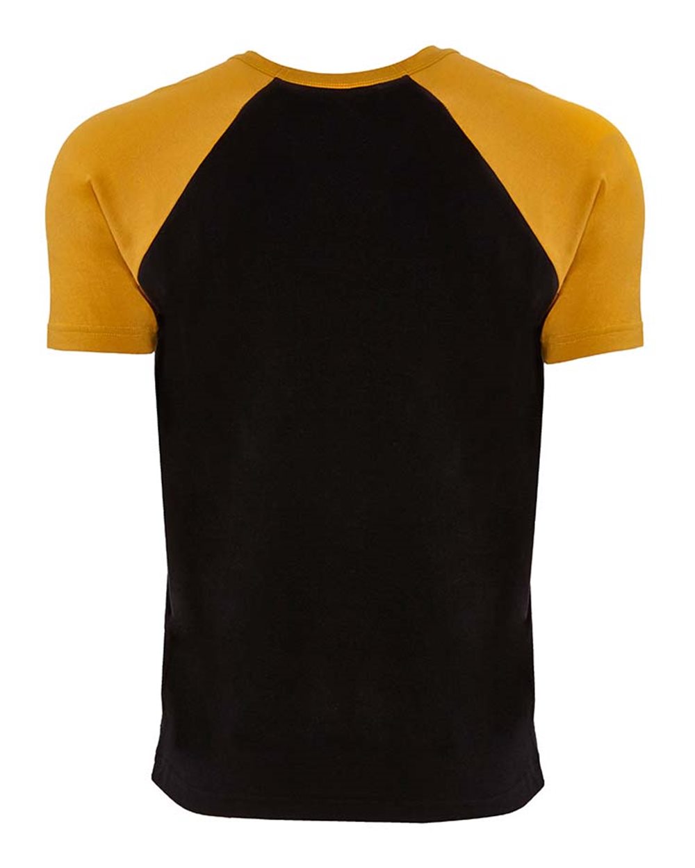 Rear View of Antique Gold/ Black Cotton Raglan T-Shirt - 3650
