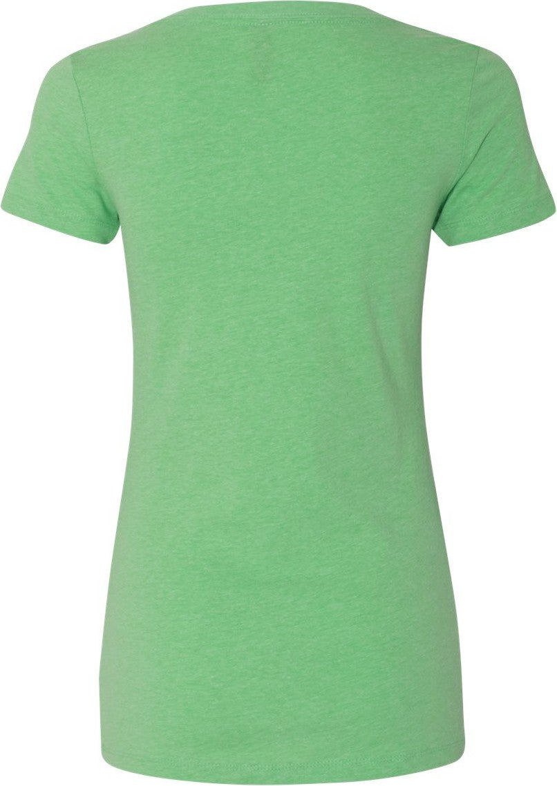 Rear View of Apple Green Women’s CVC Deep V-Neck T-Shirt - 6640