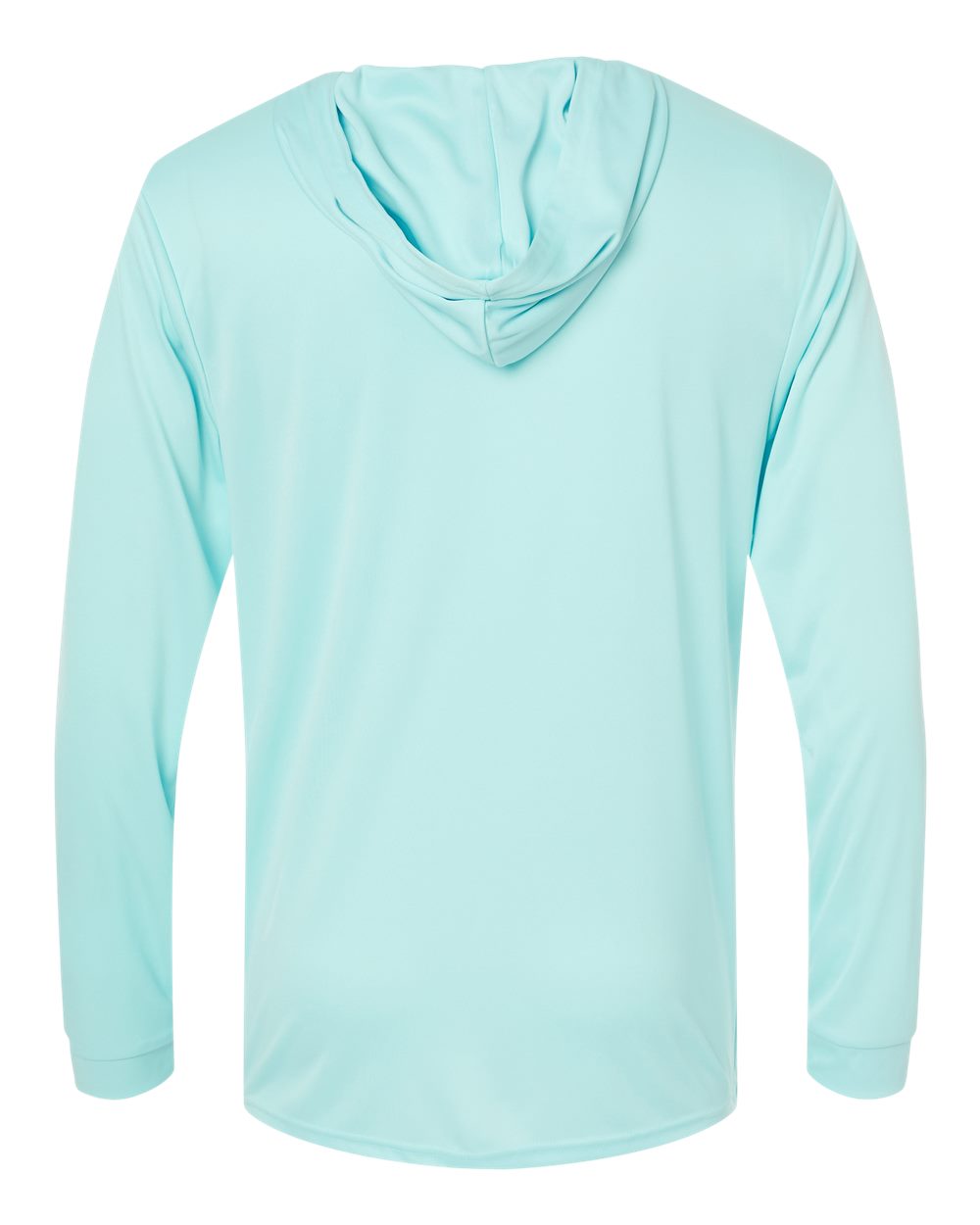 Front View of Aqua Blue Bahama Performance Hooded Long Sleeve T-Shirt - 220